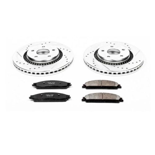 2008-2009 Ford Taurus & Taurus X Heavy-Duty Brake Upgrade Kit with Drilled & Slotted Rotors and Carbon-Fiber Ceramic Pads - Premium Replacement