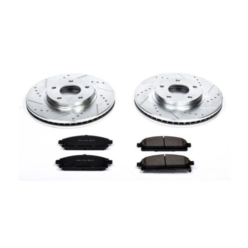 2004-2006 Nissan Quest Front Z23 Evolution Sport Brake Upgrade Kit - Heavy-Duty Drilled & Slotted Rotors with Carbon-Fiber Ceramic Pads - Premium Replacement