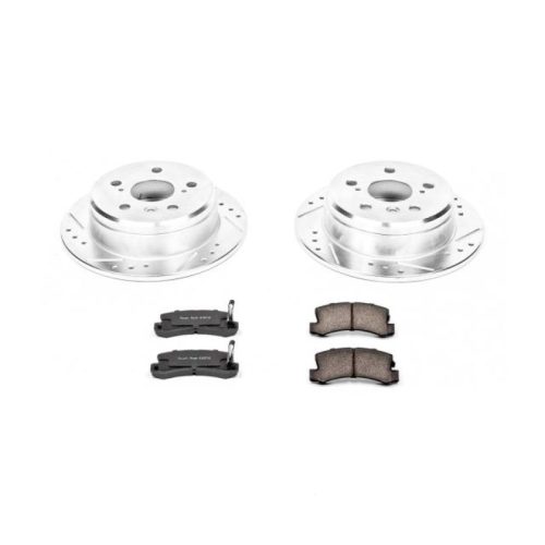 1992-1998 Toyota Camry Rear PowerStop Z23 Evolution Sport Brake Upgrade Kit - Heavy-Duty Drilled & Slotted Rotors with Carbon-Fiber Ceramic Brake Pads & Hardware - Premium Replacement