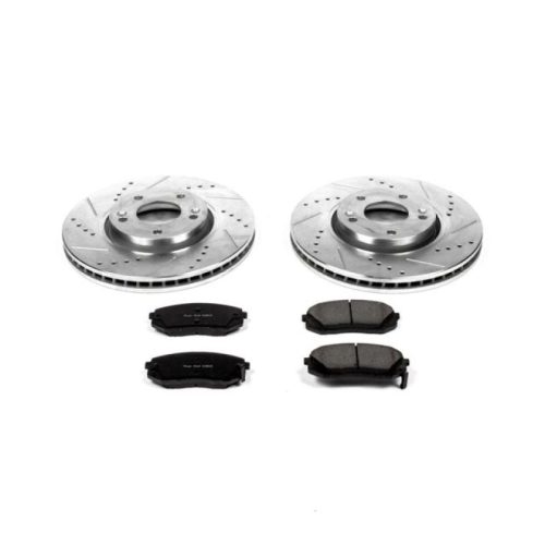 2012-2014 Kia Sportage & Hyundai Tucson Front Z23 Evolution Sport Brake Upgrade Kit - Heavy-Duty Drilled & Slotted Rotors with Carbon-Fiber Ceramic Pads - Premium Replacement