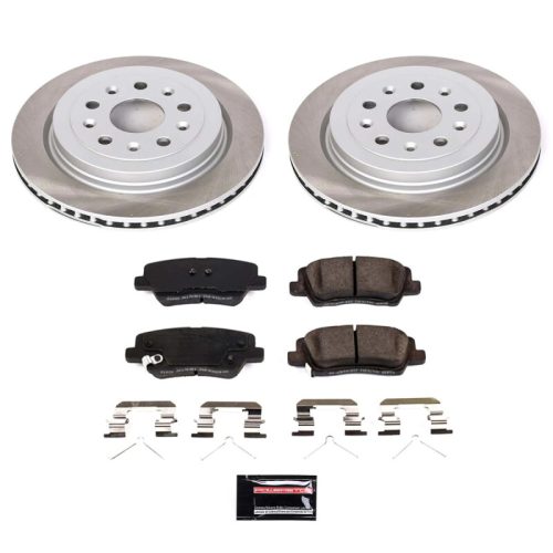 2019 Cadillac CTS Rear Semi-Coated Rotor Brake Assembly with Ceramic Pads and Hardware - Premium Replacement