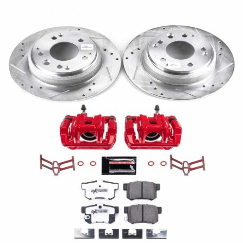 1991-1994 Acura Legend Rear Brake Upgrade Kit with Drilled & Slotted Rotors, Carbon-Fiber Ceramic Pads, Powder Coated Calipers - Premium Replacement