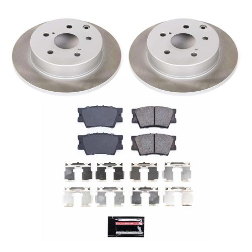 2012-2008 Toyota RAV4 Rear Semi-Coated Rotor and Ceramic Brake Pad Assembly - Premium Replacement