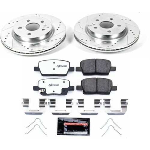 2016-2017 Chevrolet Camaro & Cadillac CT6 Rear Z26 Street Warrior Brake Upgrade Kit - Heavy-Duty Drilled & Slotted Rotors with Carbon-Fiber Ceramic Pads - Premium Replacement