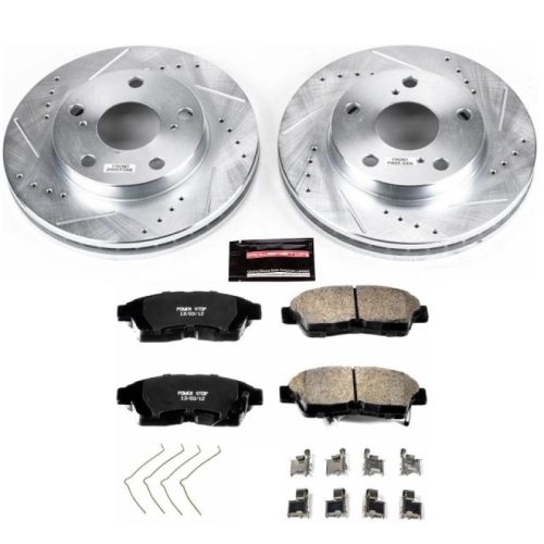 1992-1994 Toyota Camry Front Brake Upgrade Kit with Drilled & Slotted Rotors and Carbon-Fiber Ceramic Pads - Premium Replacement