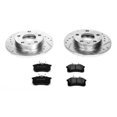 2002-2006 Audi A4 Rear Z23 Evolution Sport Brake Kit with Drilled & Slotted Rotors and Carbon-Fiber Ceramic Pads - Premium Replacement
