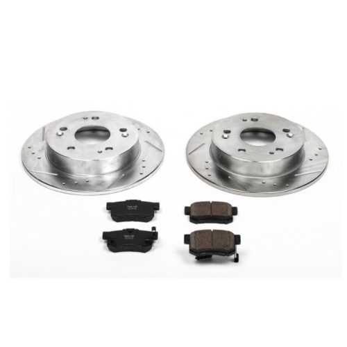 2001-2014 Honda Civic & Prelude Heavy-Duty Drilled and Slotted Brake Rotor and Carbon-Fiber Ceramic Brake Pads - Premium Replacement