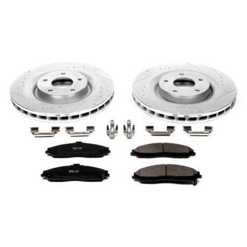 2005-2011 Chevrolet Corvette & Cadillac XLR Front Z23 Evolution Sport Brake Upgrade Kit - Heavy-Duty Drilled & Slotted Rotors with Carbon-Fiber Ceramic Pads - Premium Replacement