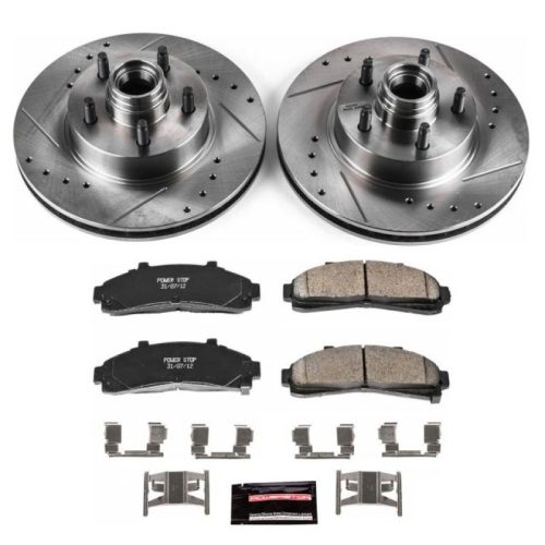 2001 Mercury Mountaineer, 2000 Mercury Mountaineer, 1999 Mercury Mountaineer, 1998 Mercury Mountaineer, 1997 Mercury Mountaineer, 2001 Ford Explorer Front Z23 Evolution Sport Brake Upgrade Kit - Heavy Duty Drilled & Slotted Rotor and Carbon-Fiber Ceram...