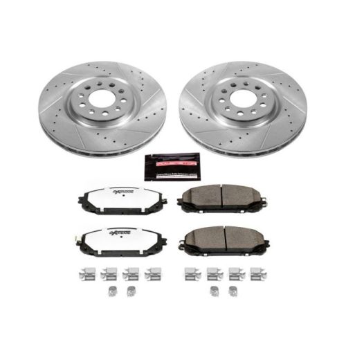 2014-2016 Jeep Cherokee Front Z36 Truck & Tow Brake Upgrade Kit - Heavy-Duty Drilled & Slotted Rotors with Carbon-Fiber Ceramic Pads for Towing & Off-Road Performance - Premium Replacement