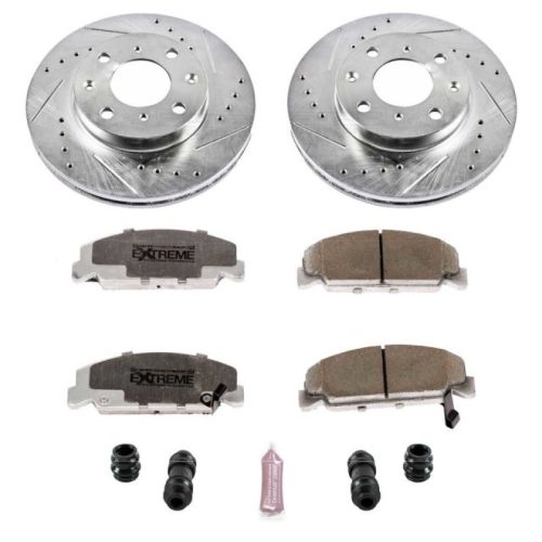 1992-1995 Honda Civic Front Z26 Street Warrior Brake Upgrade Kit - Premium Heavy-Duty Performance with Drilled & Slotted Rotors and Carbon-Fiber Ceramic Pads