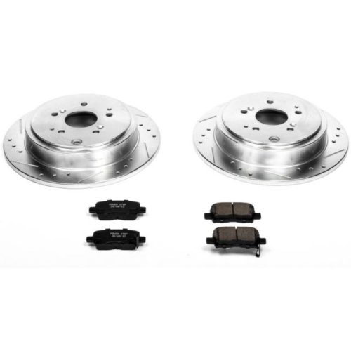 2001-2004 Acura MDX & 2003 Honda Pilot Rear Z23 Evolution Sport Brake Kit - Premium Heavy-Duty Drilled & Slotted Rotor Upgrade with Carbon-Fiber Ceramic Brake Pads