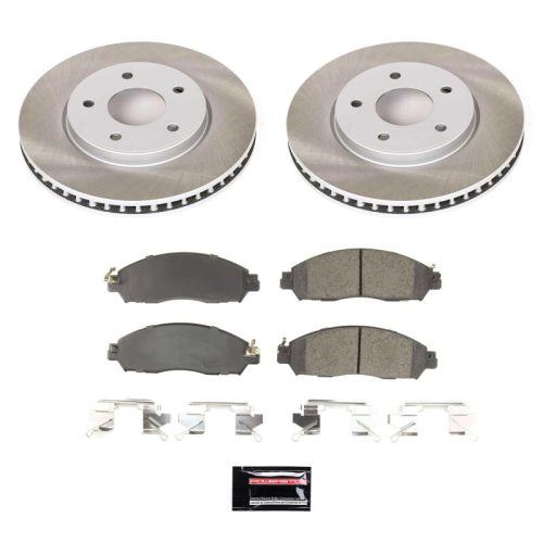 2018-2020 Nissan Leaf Front Semi-Coated Rotor Brake Kit - Heavy-Duty Fleet Replacement with Ceramic Pads and Corrosion-Resistant Coating