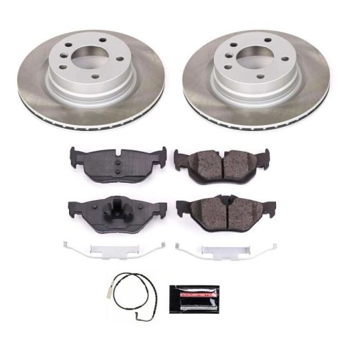 2006-2010 BMW 3 Series 328i Rear Semi-Coated Rotor Brake Assembly with Ceramic Pads - Premium Replacement