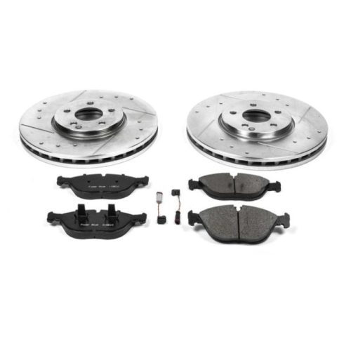 2004-2005 Mercedes-Benz E500 Front Z23 Evolution Sport Brake Kit - Heavy Duty Drilled and Slotted Performance Brake Rotor and Carbon-Fiber Ceramic Brake Pads - Premium Replacement