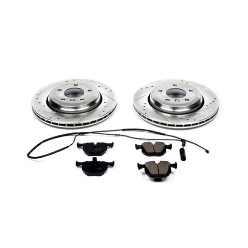 2001-2005 BMW 330xi & 330i Rear Z23 Evolution Sport Brake Upgrade Kit - Heavy-Duty Drilled & Slotted Rotors with Carbon-Fiber Ceramic Pads - Premium Replacement