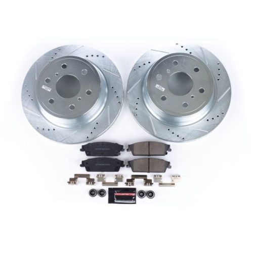 2010-2012 Chevrolet Avalanche Rear Z23 Evolution Sport Brake Performance Upgrade Kit - Heavy Duty Drilled & Slotted Rotors with Carbon-Fiber Ceramic Pads - Premium Replacement