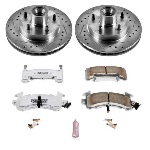 1981-1982 Pontiac LeMans & Grand Prix Front Z26 Street Warrior Brake Upgrade Kit - Heavy-Duty Drilled & Slotted Rotors with Carbon-Fiber Ceramic Pads - Premium Replacement