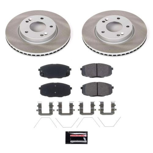 2017-2020 Kia Soul & 2018-2020 Hyundai Elantra GT Front Semi-Coated Brake Rotor Assembly with Ceramic Pads - Premium Replacement
