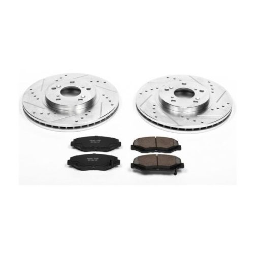 2003-2007 Honda Pilot Front Z23 Evolution Sport Brake Rotor and Pad Upgrade Kit - Heavy-Duty Drilled & Slotted Performance for Reliable Towing and Daily Driving - Premium Replacement