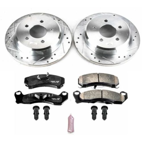 1993 Ford Mustang Front Z23 Evolution Sport Brake Upgrade Kit - Drilled & Slotted Rotors with Carbon-Fiber Ceramic Pads for Heavy-Duty Performance - Premium Replacement