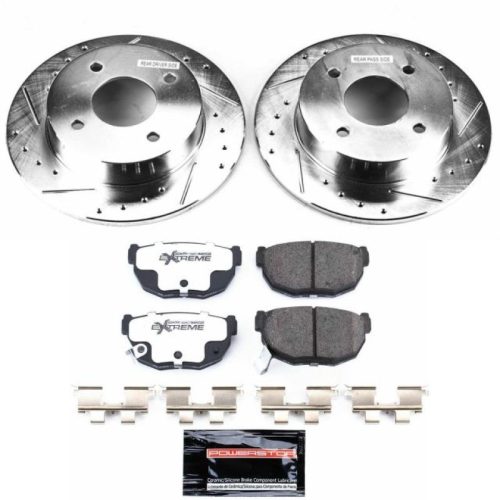 1990-1998 Nissan 240SX Rear Z26 Street Warrior Brake Upgrade Kit - Heavy-Duty Drilled and Slotted Rotors with Carbon-Fiber Ceramic Pads - Premium Replacement