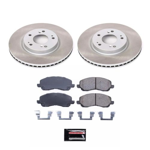 2005-2007 Mitsubishi Galant & Eclipse Front Heavy-Duty Semi-Coated Rotor and Ceramic Brake Pad Assembly - Premium Replacement