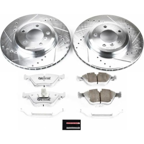 2006-2008 BMW Z4 Front Z26 Street Warrior Brake Upgrade Kit - Heavy-Duty Drilled & Slotted Rotors with Carbon-Fiber Ceramic Pads - Premium Replacement