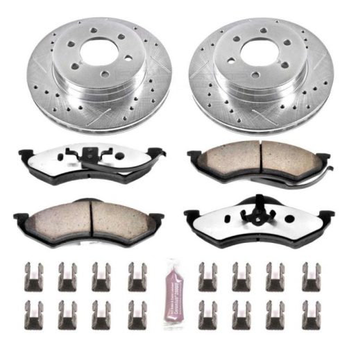 1998-1999 Dodge Durango & Dakota Front Z36 Truck & Tow Brake Kit - Heavy Duty Drilled & Slotted Rotor and Carbon-Fiber Ceramic Brake Pads - Premium Replacement