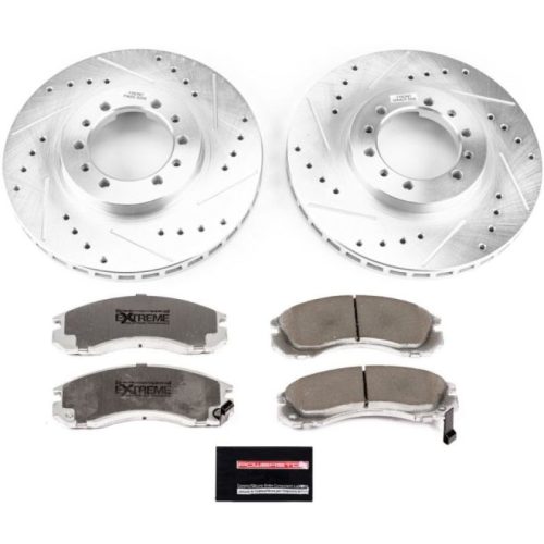 1997-1999 Mitsubishi Montero Sport Front Z26 Street Warrior Brake Upgrade Kit - Heavy-Duty Drilled & Slotted Rotors with Carbon-Fiber Ceramic Pads - Premium Replacement