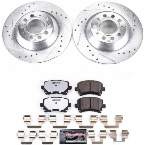 2005-2008 Audi A6 Quattro Rear Z26 Street Warrior Brake Upgrade Kit - High-Performance Drilled & Slotted Rotors with Carbon-Fiber Ceramic Pads for Heavy-Duty Street Use - Premium Replacement