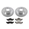 2000-2002 Dodge Dakota Front Brake Rotor and Carbon-Fiber Ceramic Brake Pad Upgrade Kit - Heavy-Duty Drilled and Slotted Performance Replacement