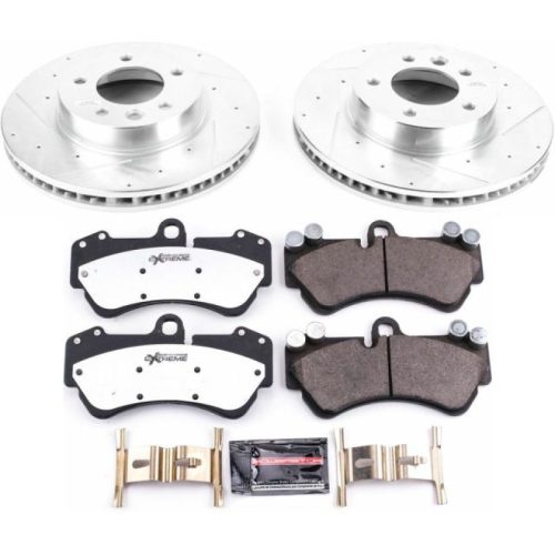 2004-2006 Volkswagen Touareg & Porsche Cayenne Front Z26 Street Warrior Brake Upgrade Kit - Heavy-Duty Drilled & Slotted Rotors with Carbon-Fiber Ceramic Pads - Premium Replacement