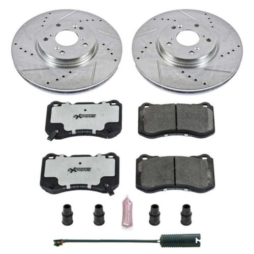 2000-2002 BMW Z3 Rear Power Stop Z26 Street Warrior Brake Upgrade Kit - Drilled & Slotted Rotors, Carbon-Fiber Ceramic Pads, Heavy Duty Performance