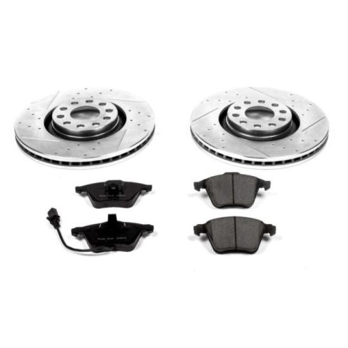 2005-2008 Audi A4 Front Z23 Evolution Sport Brake Upgrade Kit - Premium Heavy-Duty Drilled & Slotted Rotors with Carbon-Fiber Ceramic Pads