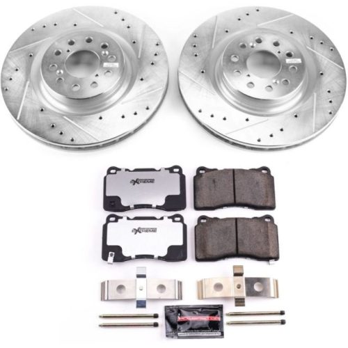 2017-2019 Honda Civic Front Z26 Street Warrior Brake Upgrade Kit - Heavy-Duty Drilled & Slotted Rotors with Carbon-Fiber Ceramic Pads - Premium Replacement