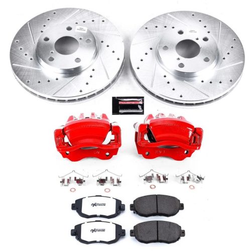 2001-2004 Lexus GS Series Front Heavy-Duty Drilled and Slotted Brake Rotor and Carbon-Fiber Ceramic Brake Pad Upgrade - Premium Replacement