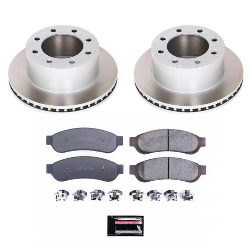2010-2010 Ford F-250 Super Duty Rear Semi-Coated Rotor Brake Kit with Ceramic Pads - Premium Replacement
