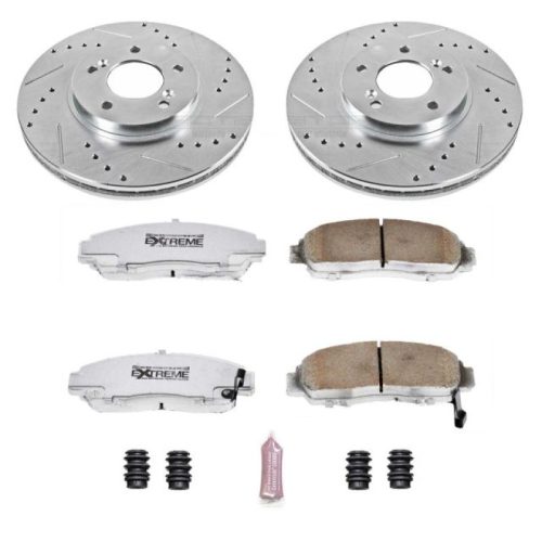 1999-2004 Acura RL Front Z26 Street Warrior Brake Kit - Heavy-Duty Drilled & Slotted Rotors with Carbon-Fiber Ceramic Pads - Premium Replacement