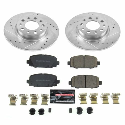 2017-2019 Jeep Compass Rear Z23 Evolution Sport Brake Upgrade Kit - Premium Heavy-Duty Drilled and Slotted Rotors with Carbon-Fiber Ceramic Brake Pads