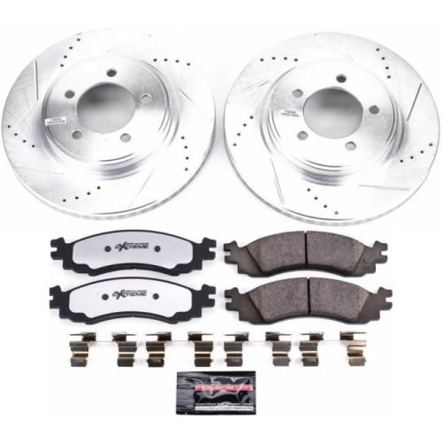 2006-2008 Ford Explorer Front Z36 Truck & Tow Brake Upgrade Kit - Heavy-Duty Drilled & Slotted Rotors with Carbon-Fiber Ceramic Pads - Premium Replacement