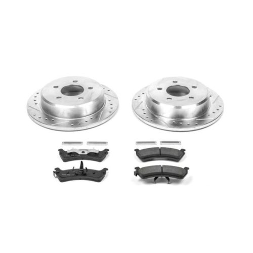 2001-2002 Ford Explorer Sport Rear Brake Upgrade Kit with Drilled & Slotted Rotors and Carbon-Fiber Ceramic Pads - Premium Replacement