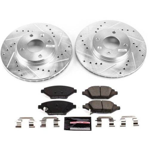 2016-2019 Chevrolet Spark Front Z23 Evolution Sport Brake Upgrade Kit - Premium Heavy-Duty Drilled & Slotted Rotors and Carbon-Fiber Ceramic Brake Pads