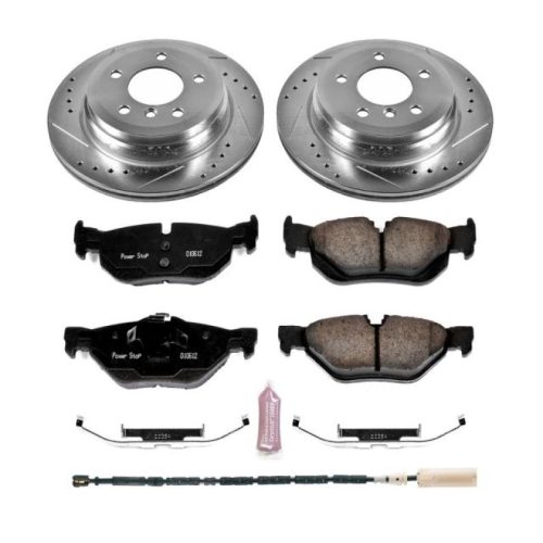 2013-2015 BMW X1 Rear Z23 Evolution Sport Brake Kit - Premium Heavy-Duty Drilled & Slotted Rotor and Carbon-Fiber Ceramic Brake Pads Upgrade