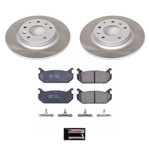 1998-2002 Mazda 626 Rear Semi-Coated Rotor Brake Kit with Ceramic Pads - Premium Replacement