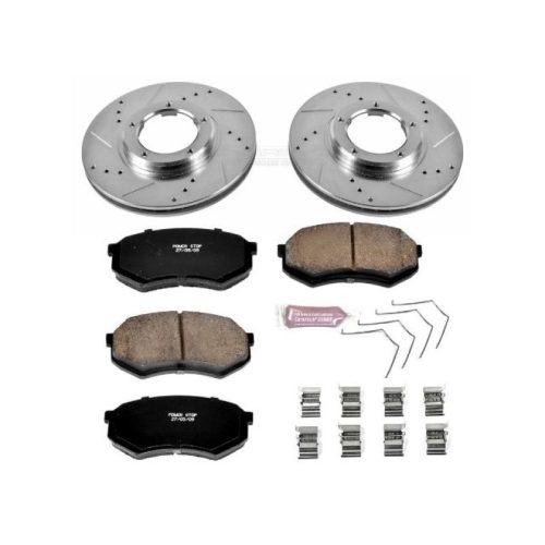 1995-2004 Toyota Tacoma Front Brake Upgrade Kit with Drilled & Slotted Rotors and Carbon-Fiber Ceramic Pads - Premium Replacement
