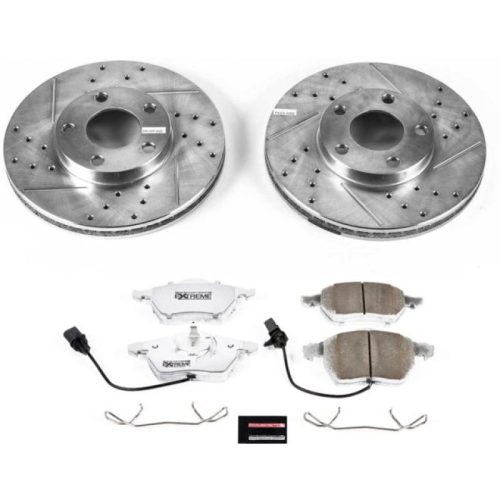 1998 Volkswagen Passat Front Z26 Street Warrior Brake Upgrade Kit with Drilled & Slotted Rotors and Carbon-Fiber Ceramic Pads - Premium Replacement