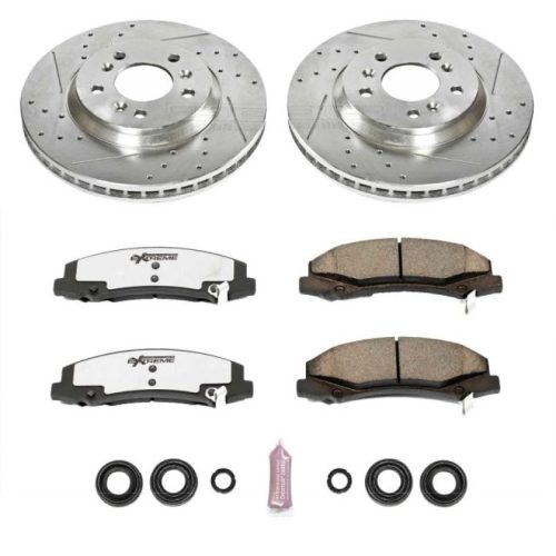 2008-2010 Chevrolet Impala Front Brake Rotor and Carbon-Fiber Ceramic Pad Upgrade Kit - Heavy-Duty Drilled and Slotted Performance Brake System by PowerStop Part K1437-26