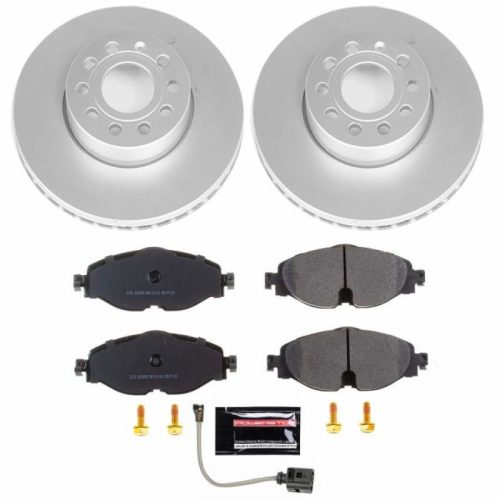 2015-2016 Volkswagen Golf and Golf SportWagen Evolution Geomet Coated Brake Rotor and Ceramic Pad Assembly - Premium Replacement