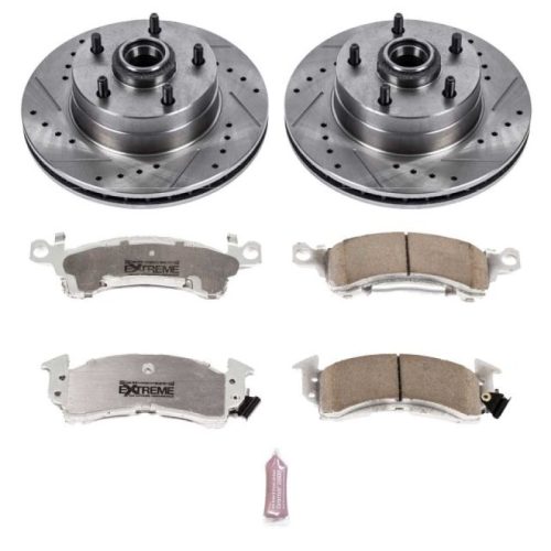 1970-1974 Chevrolet Chevelle Front Z26 Street Warrior Brake Kit - Heavy-Duty Performance Upgrade with Drilled & Slotted Rotors and Carbon-Fiber Ceramic Pads
